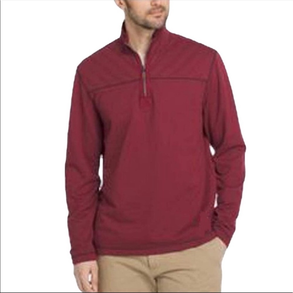 G.H. Bass & Co. Size Medium Red Quarter-Zipper Fleece-Suede Sweater